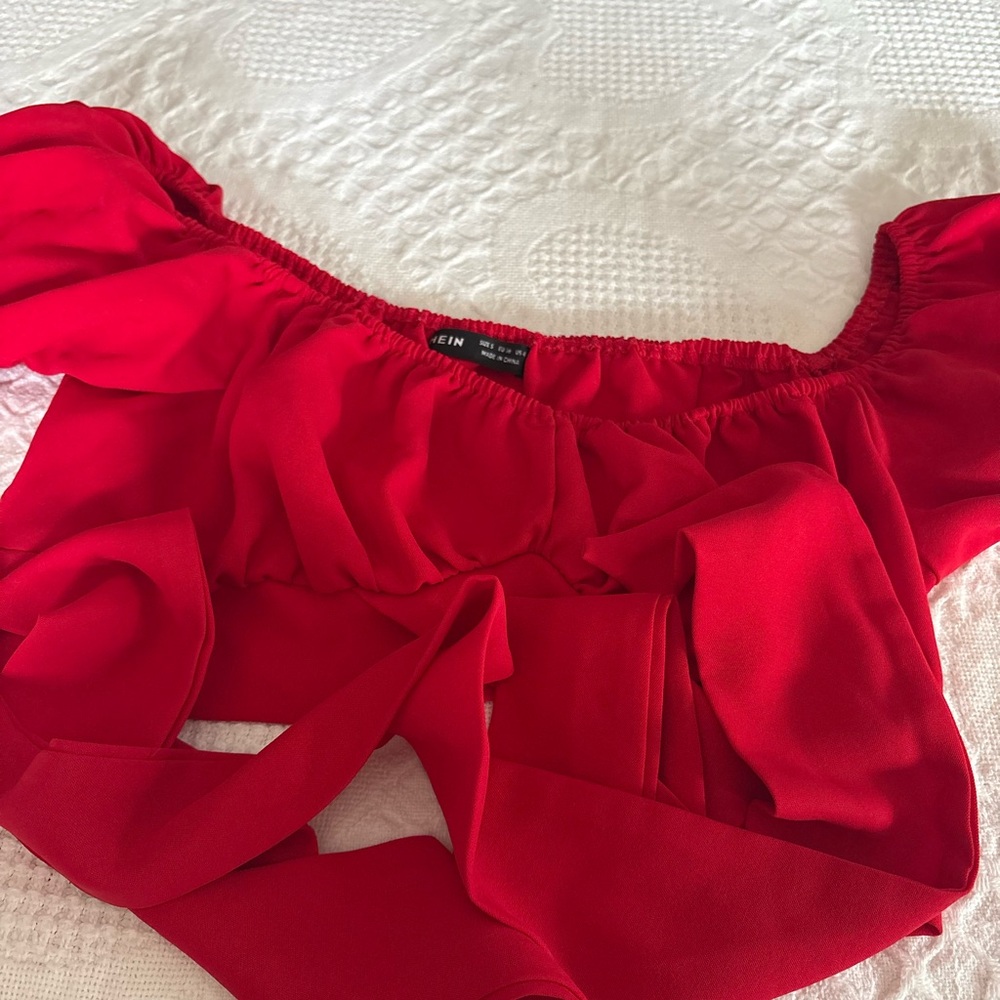 SHEIN Vibrant Red Off-Shoulder Blouse